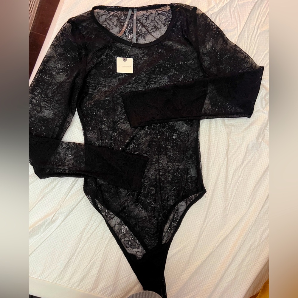 Anthropologie NWT lace long sleeve bodysuit